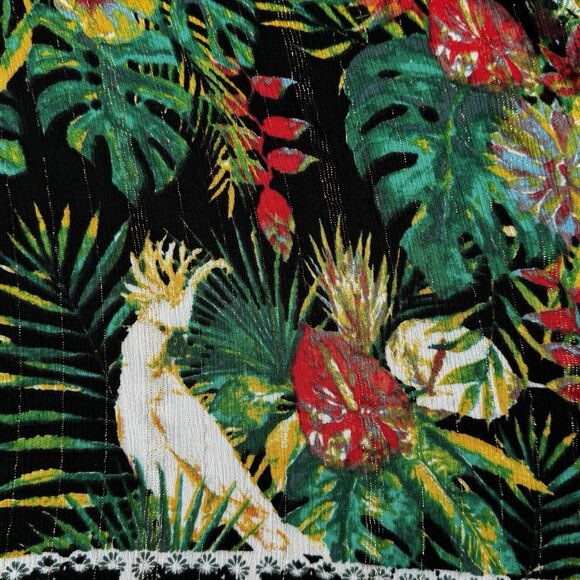 Nine West Kimono Women One Size White Black Green Botanical Cockatoo Boho Nature - Picture 5 of 7